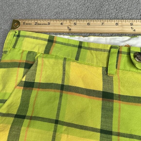 Loudmouth Shorts Mens 40 Green Yellow Plaid Golf Casual 100% Cotton Summer Fun - Picture 6 of 10